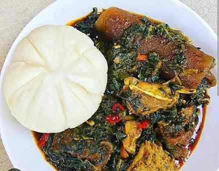 Pounded Yam and Efo Riro